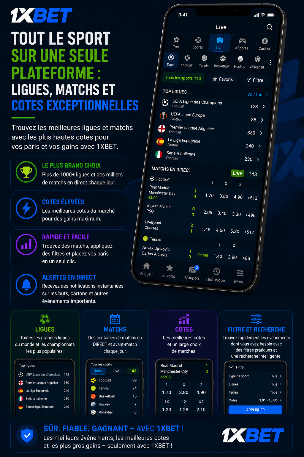 Paris en direct et statistiques 1xBet